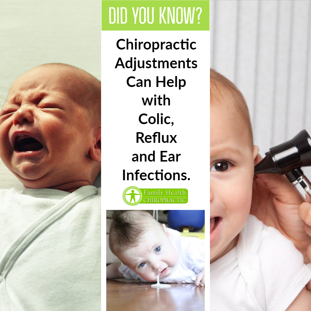 Chiropractic adjustment for colic and ear infections on a 